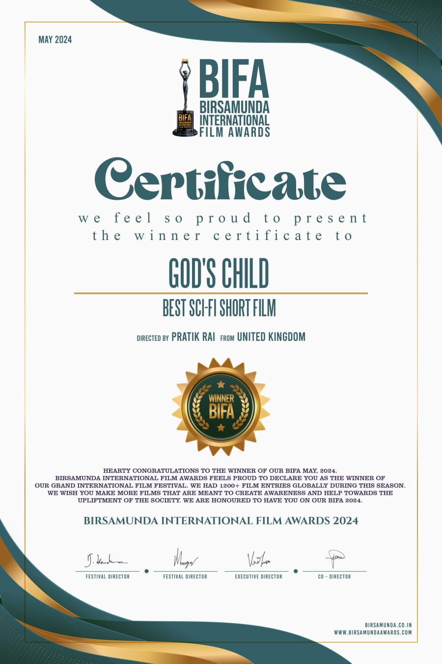 BIFA - Best Sci-Fi Short Film Winner 2024